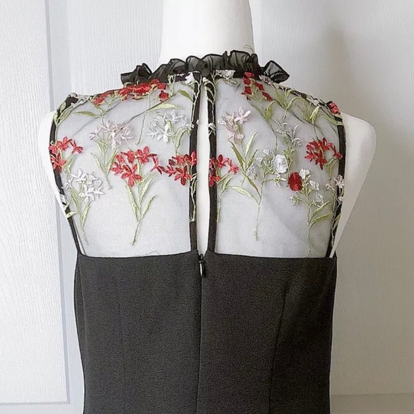 Karl Lagerfeld Embroidered Floral Mesh Black Dress - Picture 7 of 16